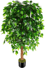 7ft Artificial Ficus Silk Tree (82in) with Plastic Nursery Pot Faux Tree,