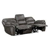 Benjara Tony 90 Inch Power Double Recliner Sofa, Gray Microfiber, USB Charging Port