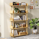 Wooden Open Bookshelf, Modern Display Shelf with Standing Storage Rack, Multifunctional Bookcase for Home and Office, Living Room, Bedroom, Library (Oak, 5-Tier)