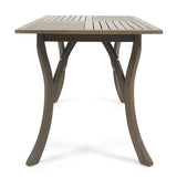 Jaden Outdoor Acacia Wood Rectangular Dining Table, Gray