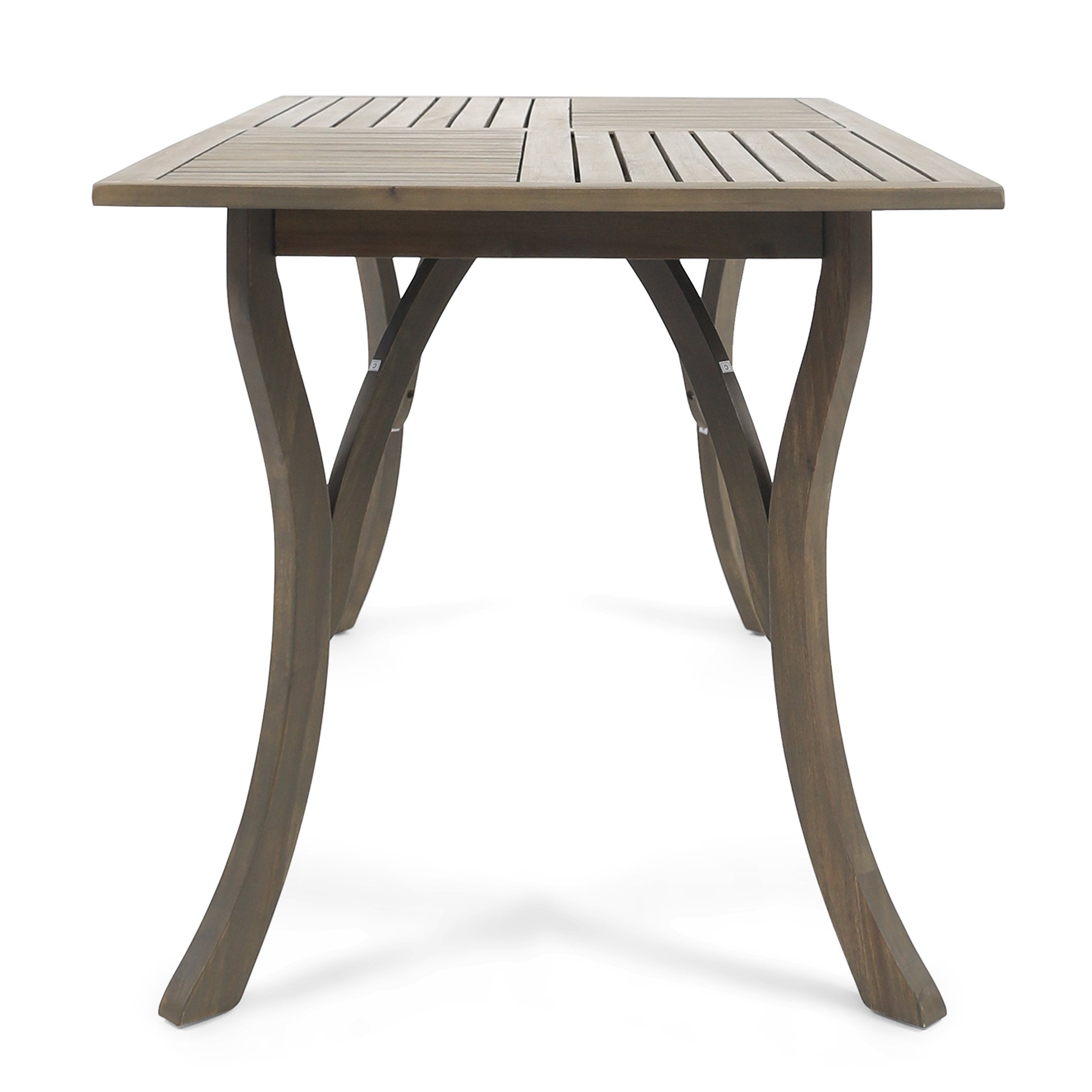Jaden Outdoor Acacia Wood Rectangular Dining Table, Gray
