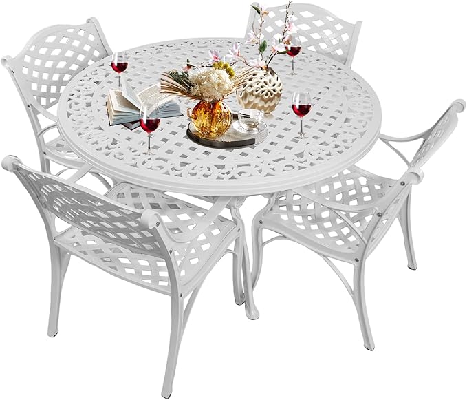 Cast Aluminum Patio Bistro Sets Outdoor Bistro Table and Chair Set of 2 wit