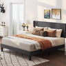 Queen Bed Frame with Wingback Headboard, Upholstered Platform Bed