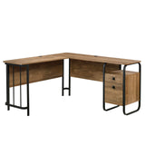Station House L-Desk, L: 59.76" x W: 57.17" x H: 29.69", Etched Oak Finish