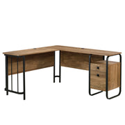 Station House L-Desk, L: 59.76" x W: 57.17" x H: 29.69", Etched Oak Finish