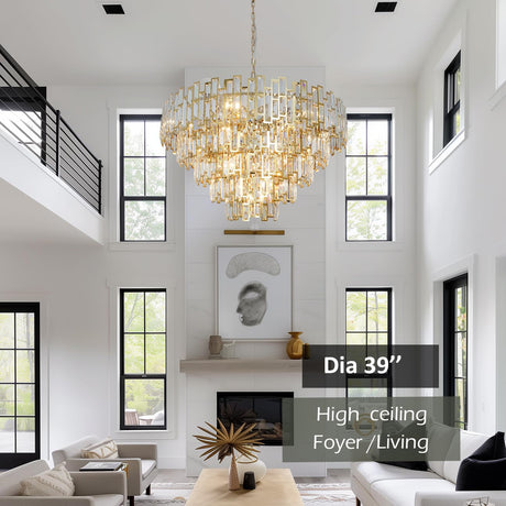 Large Chandeliers for High Ceilings Gold Crystal Chandelier