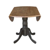 42 Inch Dual Drop Leaf Dining Height Table, Hickory/Washed Coal.