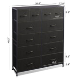 Tall Dresser for Bedroom with 12 Drawers, Dressers & Chests of Drawers, Fabric Dresser