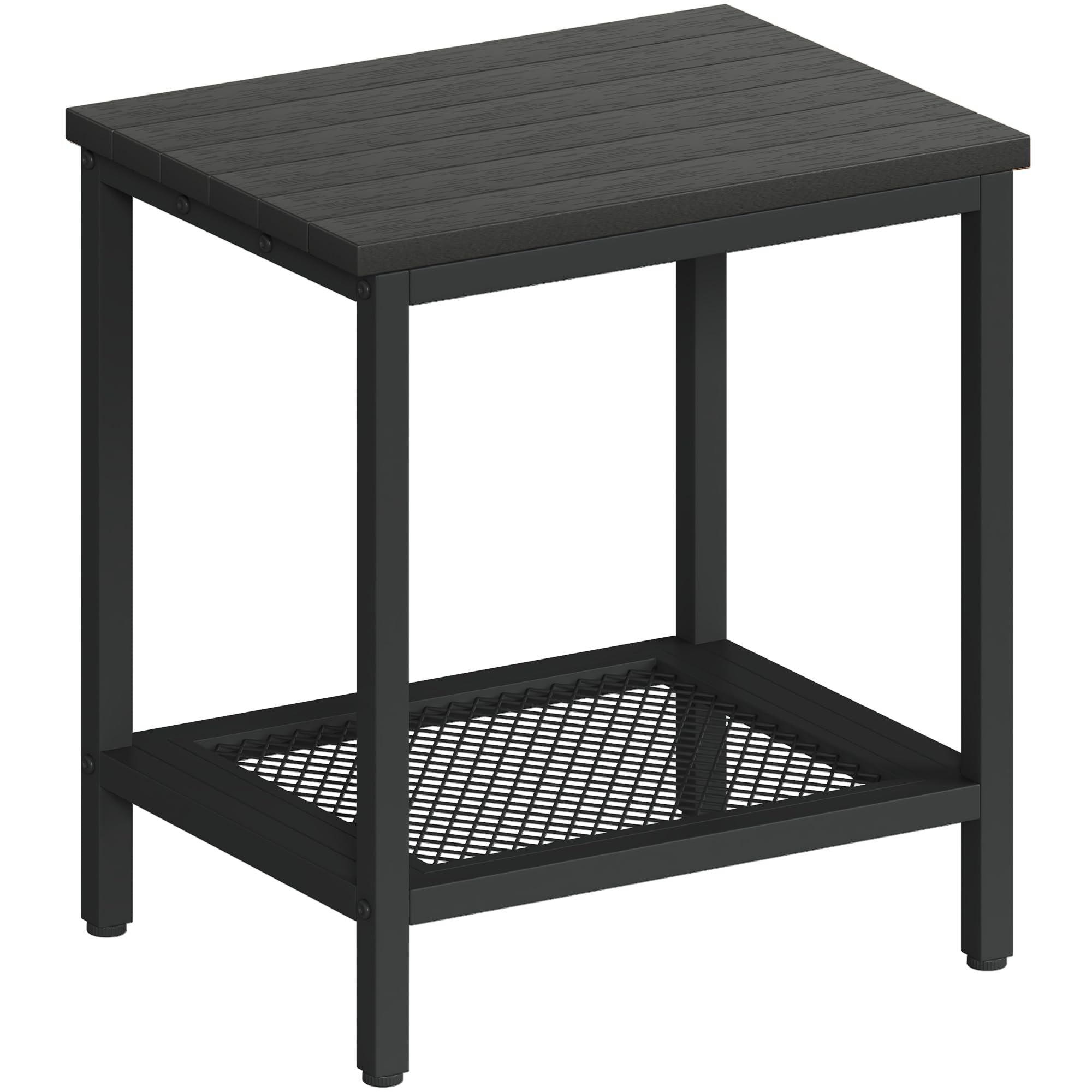 KAAPSAM Outdoor Side Table with Storage, 2 - Tier Patio End Tables Weather Resistant, Black Outdoor Accent Table,Small Side Table for Pool, Deck, Garden - Bircata