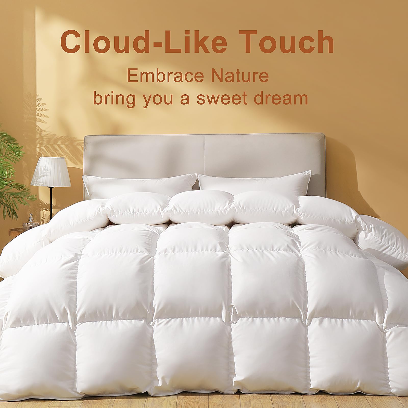 Feather Down Fiber Comforter King Size - Ultra Soft 100% Cotton Duvet Insert