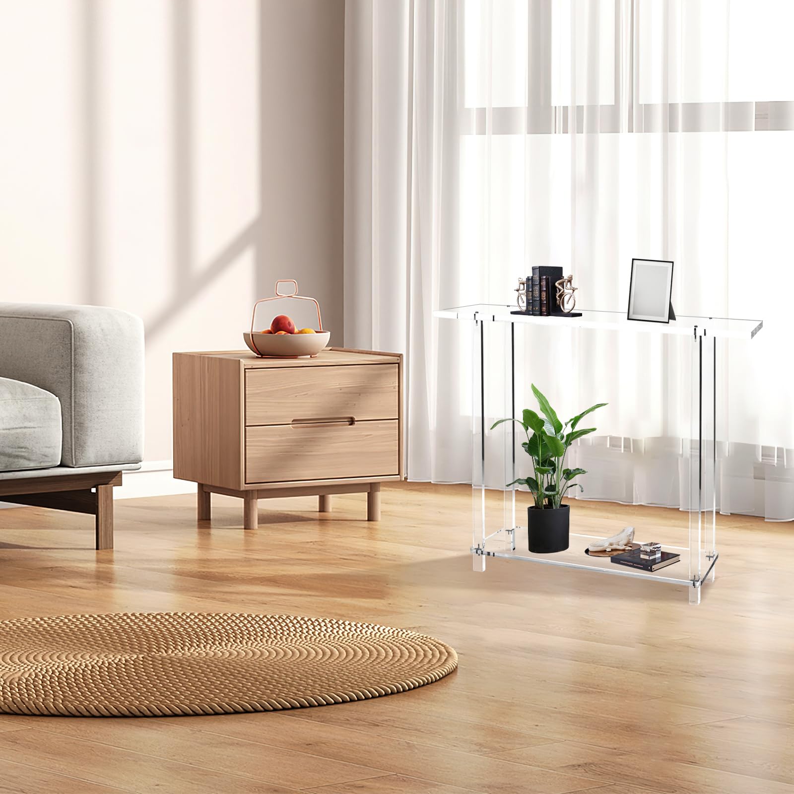 Acrylic Console Table 39.4" W x 31.5" H - Clear Narrow Entryway Table