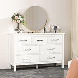 White Dresser for Bedroom, 6 Drawer Dresser Wood with Black Metal Handles