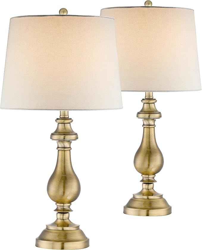 Traditional Style Table Lamp 26" High Antique Brass Gold Metal Candlestick