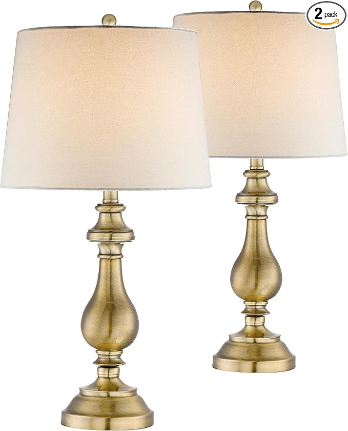 Fairlee Traditional Candlestick Style Table Lamps 26" High Set of 2 Antique Brass Gold