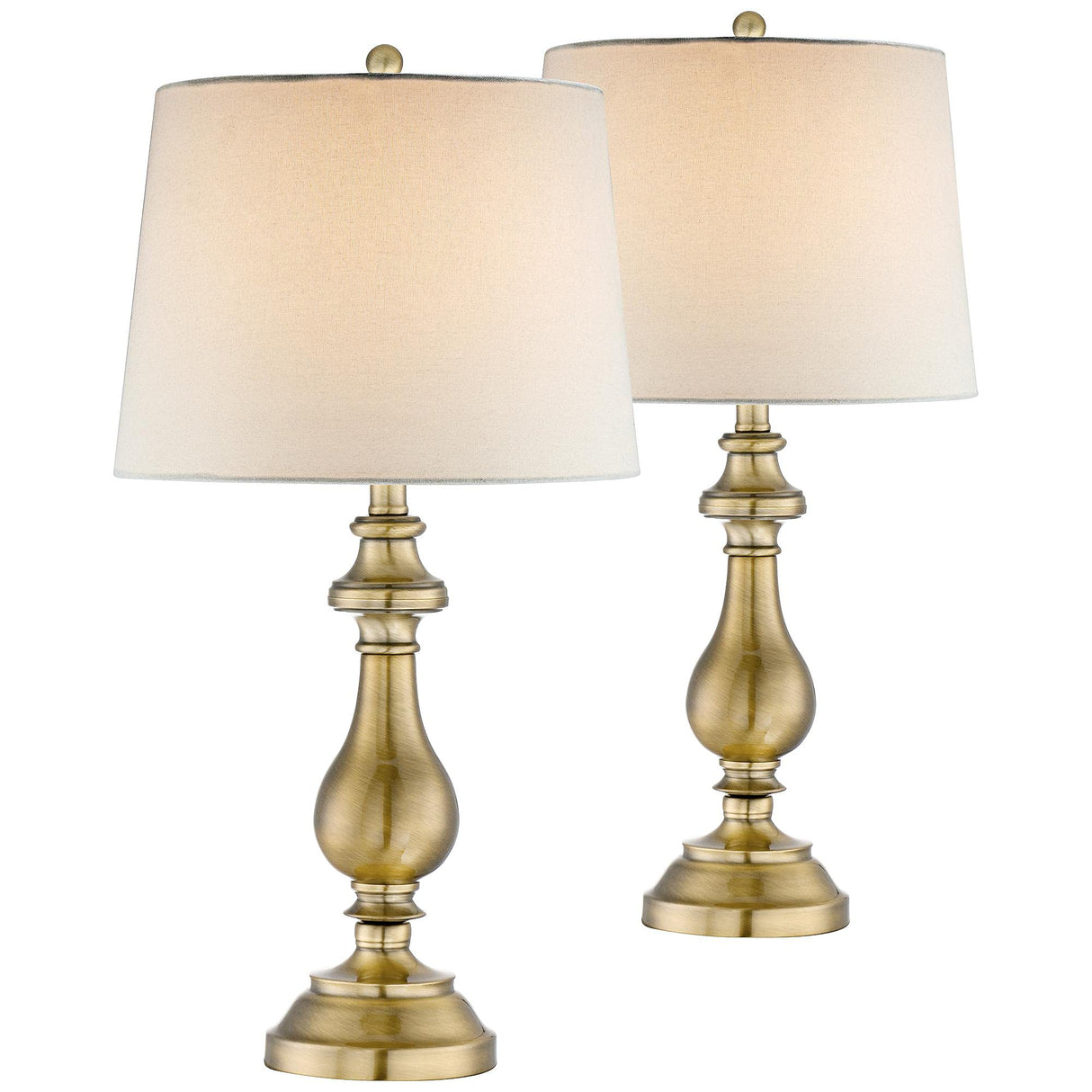 Fairlee Traditional Candlestick Style Table Lamps 26" High Set of 2 Antique Brass Gold