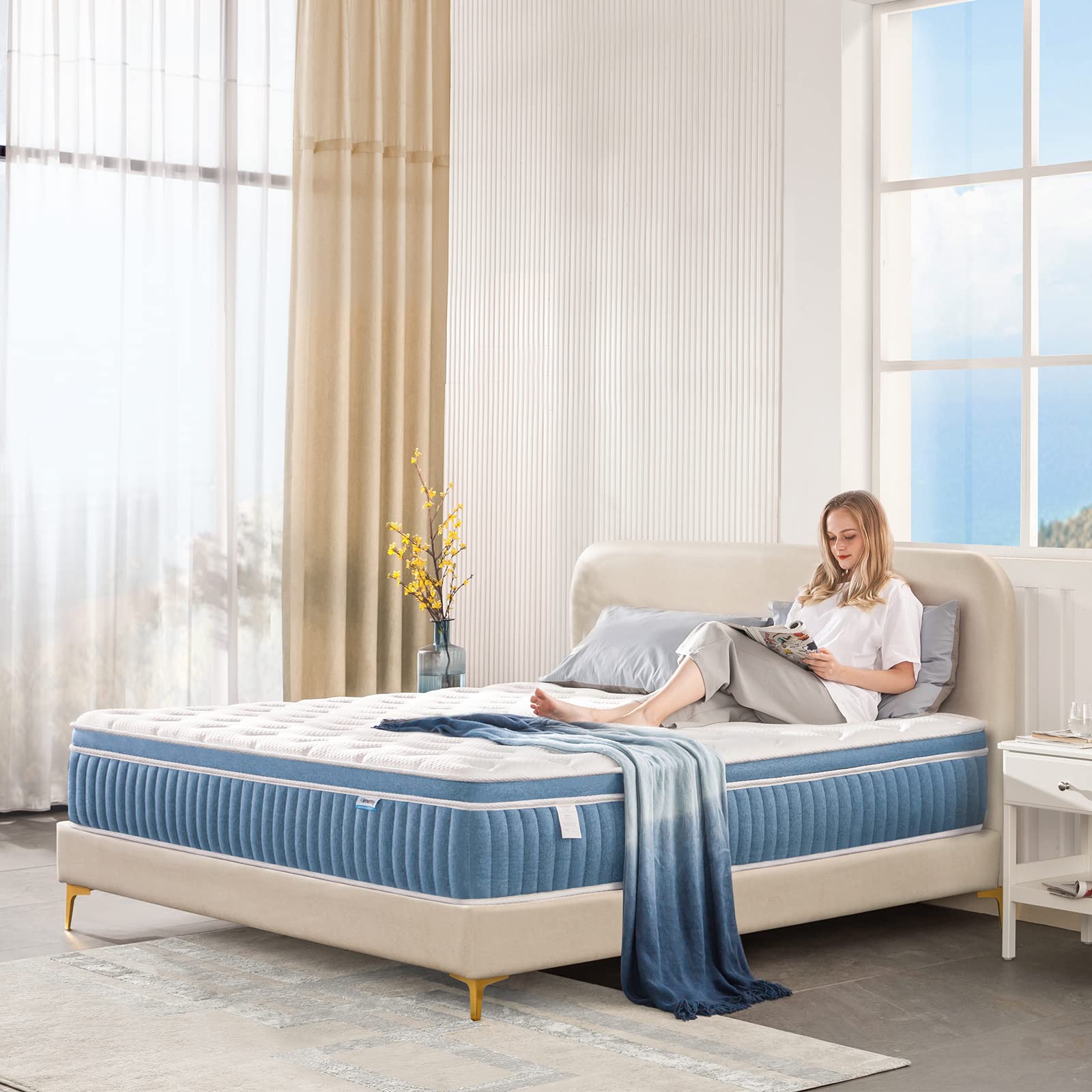 King Mattress, 14 Inch Hybrid Mattress in a Box, Gel Foam Mattress