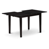 East West Furniture NOAN5-BLK-C 5 Piece Dining Table Set for 4 Includes a Rectangle Kitchen Table with Butterfly Leaf and 4 Linen Fabric Upholstered Chairs, 32x54 Inch, Black