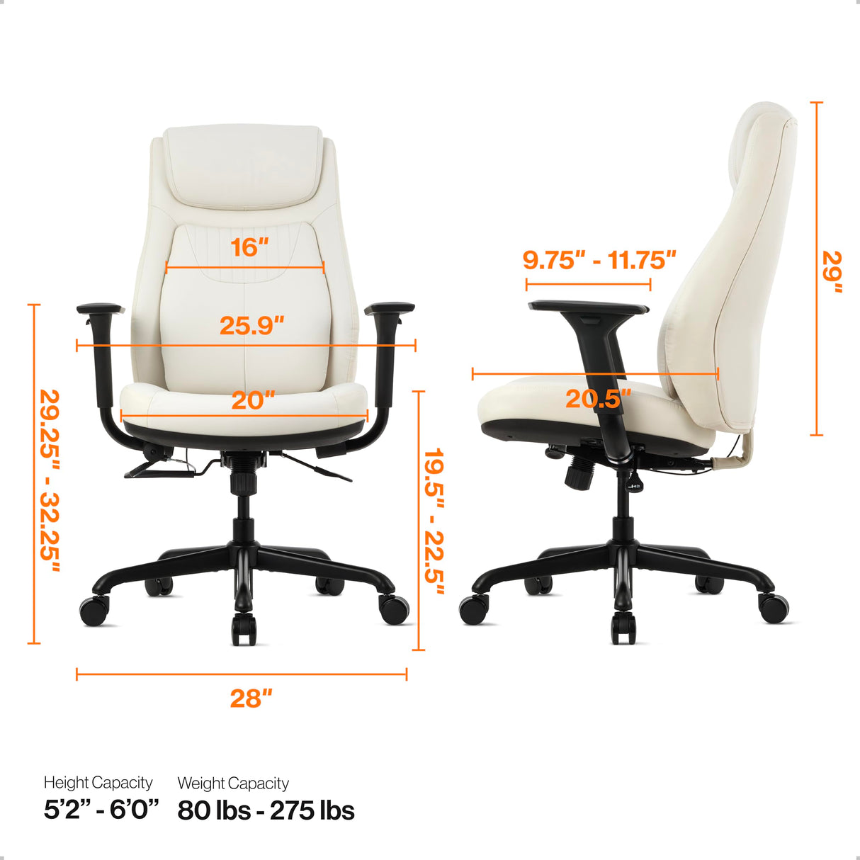 Posturelift Ergonomic Office Chair. Patented Lumbar Support for Posture and Lower