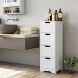 Bathroom Storage Cabinet, Side Cabinet with 4 Drawers, 11.8” x 11.8” x 32.5” Freestanding