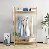 Gold Clothing Rack Modern Clothes Rack with 2- tier Shelf Clothes Display Racks