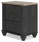 Nanforth Retro 2 Drawer Nightstand with USB Ports, Gray & Light Brown