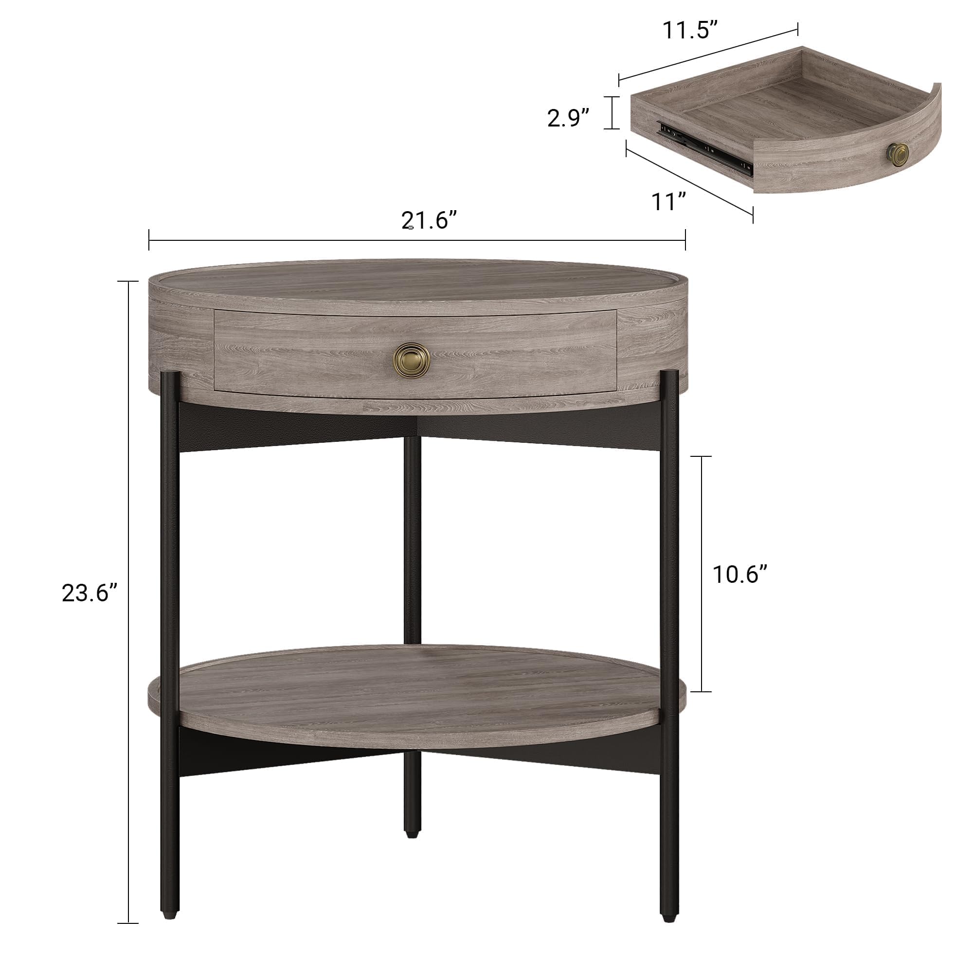 Beverly Hills Mid Century Modern Side Table - Versatile Round Nightstand