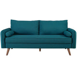 Revive Contemporary Modern Fabric Upholstered Sofa In Teal