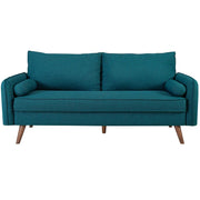 Revive Contemporary Modern Fabric Upholstered Sofa In Teal