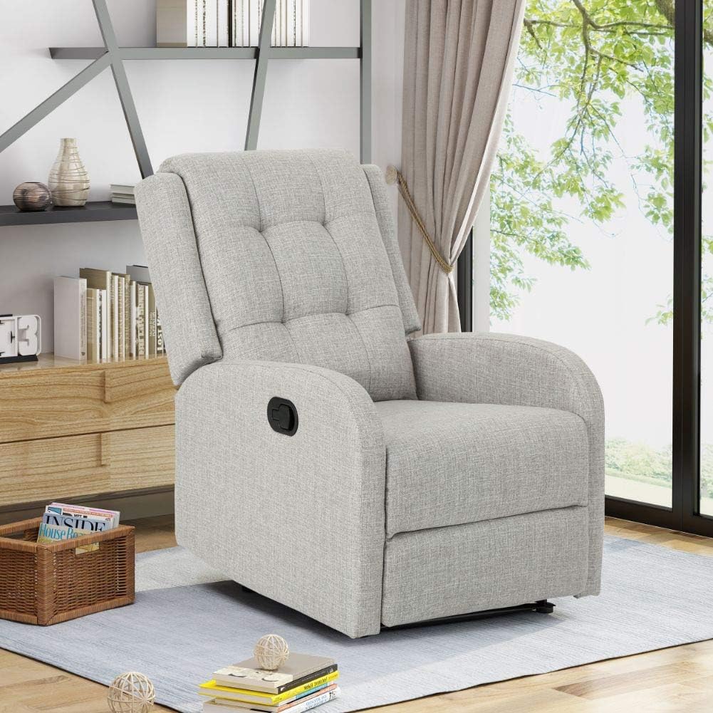 Knight Home Smith Traditional Recliner, Fabric, Beige + Black,