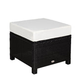 20" Patio Wicker Ottoman, Multipurpose Outdoor PE Rattan Footrest