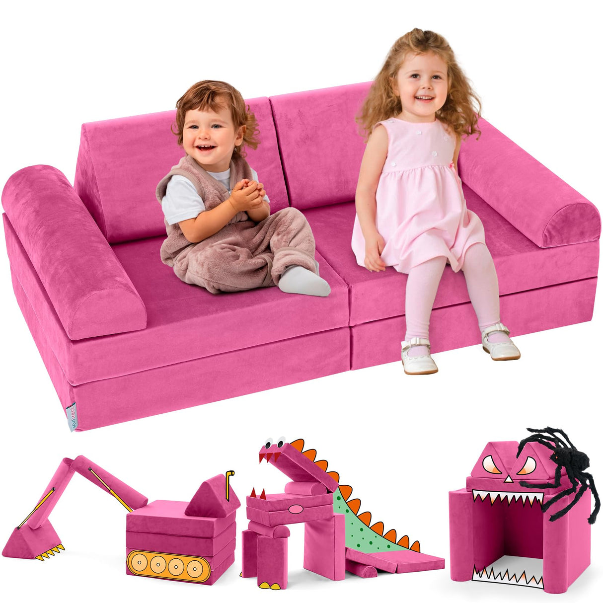 Kids Play Couch, K8 Imaginative Convertible Foam Play Couch for Kids and Toddlers,