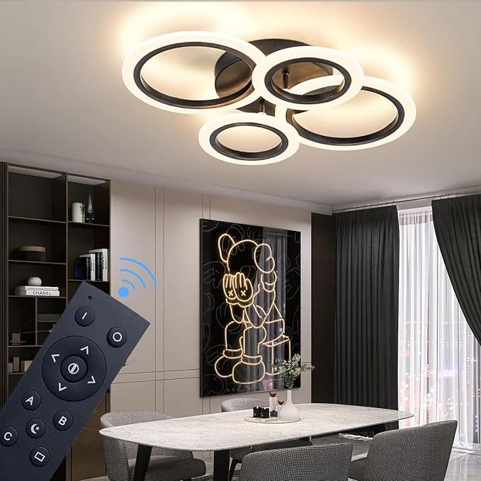 60W Modern LED Ceiling Light Fixture, Dimmable LED Chandelier Flush Mount Ceiling