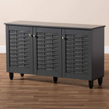 Wadia Modern and Contemporary Dark Gray 3-Door Wooden Entryway Shoe Storage