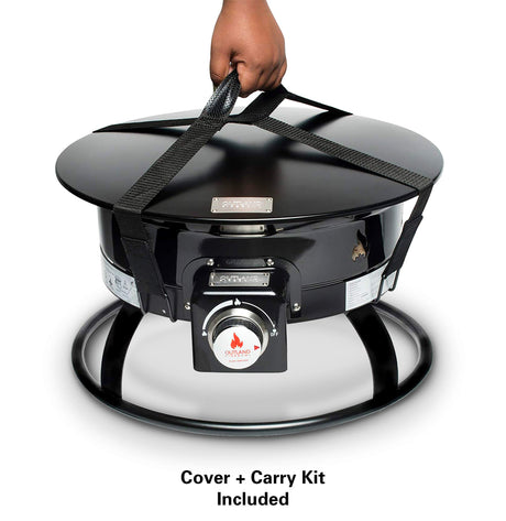 Outland Living Portable Propane Fire Pit, 19 - inch, 58,000 BTU with Fire Pit Cover & Carry Kit, Smokeless Gas Firebowl | Perfect for Camping, Patio, Backyard, Tailgating, Deck, RV| Black 893 Deluxe - Bircata