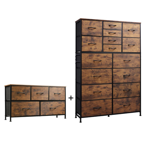 5 Drawers Dresser and 16 Drawers Dresser Set, Dresser for Bedroom, Closet, Hallway,