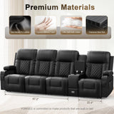 Recliner Sofa Set, 4 Seater Double Reclining Sofa with 2 Pieces Recliner Chair