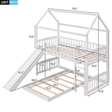 Loft Bed with Slide for Kids Bedroom,House Shaped Bunkbeds w/Safety Guardrails & Roof Design,Easy Assemble & No Box Spring Need & Space Saving Design, White