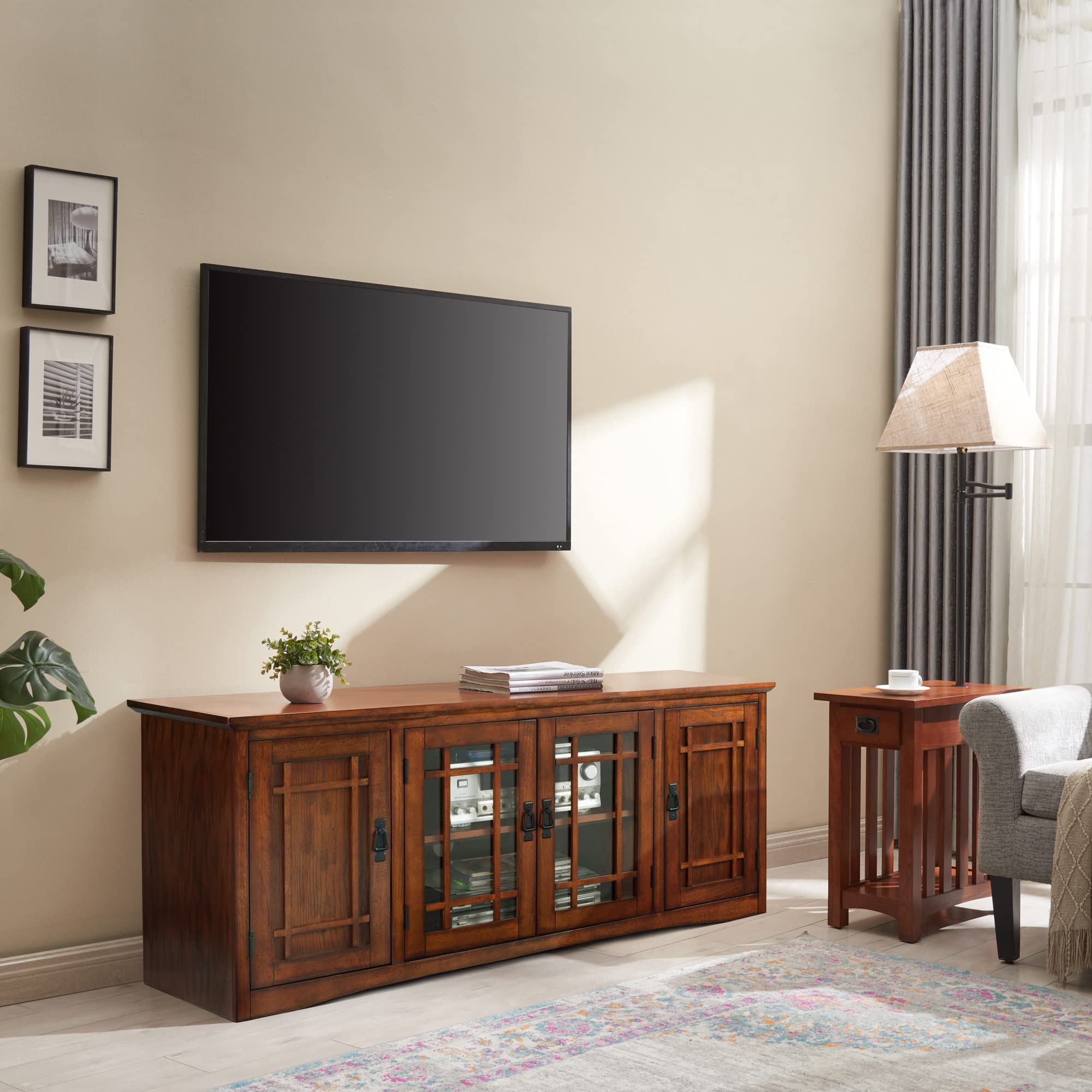 Solid Wood Mission Oak TV Stand for 65” TVs | Classic Storage Console