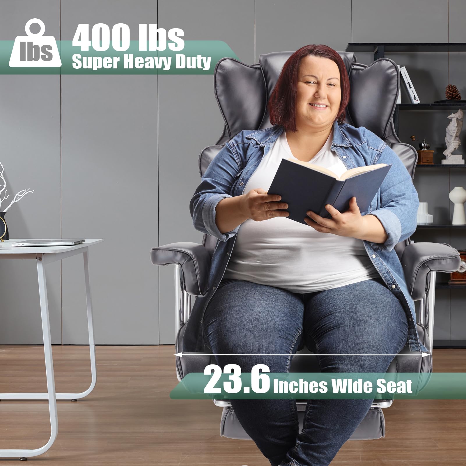 Big and Tall Office Chair with Foot Rest Comfortable Executive Reclining Office Chair