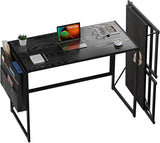 Small Folding Desk, 31.5 Inch Spaces Saving Foldable Table with Storage Pocket