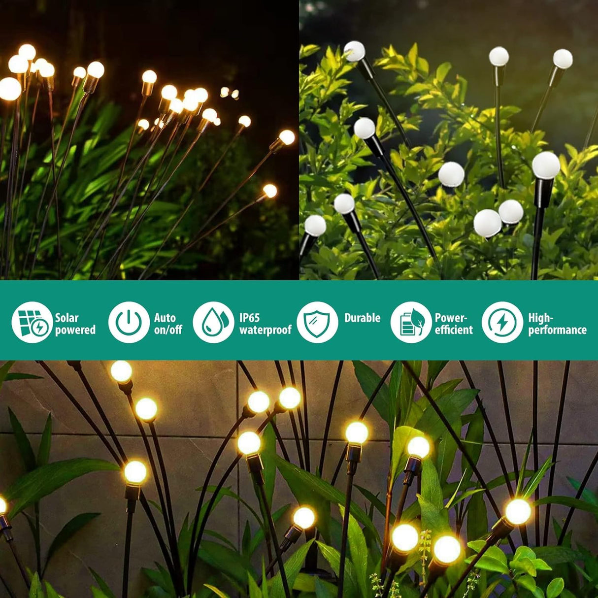 Solar Garden Lights, 4 Pack Firefly Garden Lights Solar Outdoor