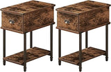 Nightstand Set of 2, Modern Square End Side Table, Night Stands with Drawer and Storage