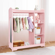 Kids Clothing Rack and Armoire with Mirror, Appropriate Height Kids Dress up Storage