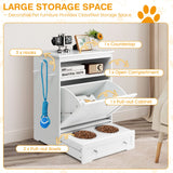Pet Feeder Station with Storage & Double Bowls