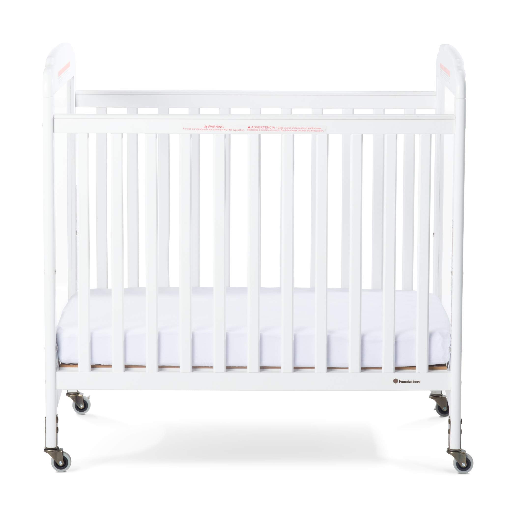 Serenity Compact Clearview Daycare Crib, Fixed Side, Durable Wood Construction