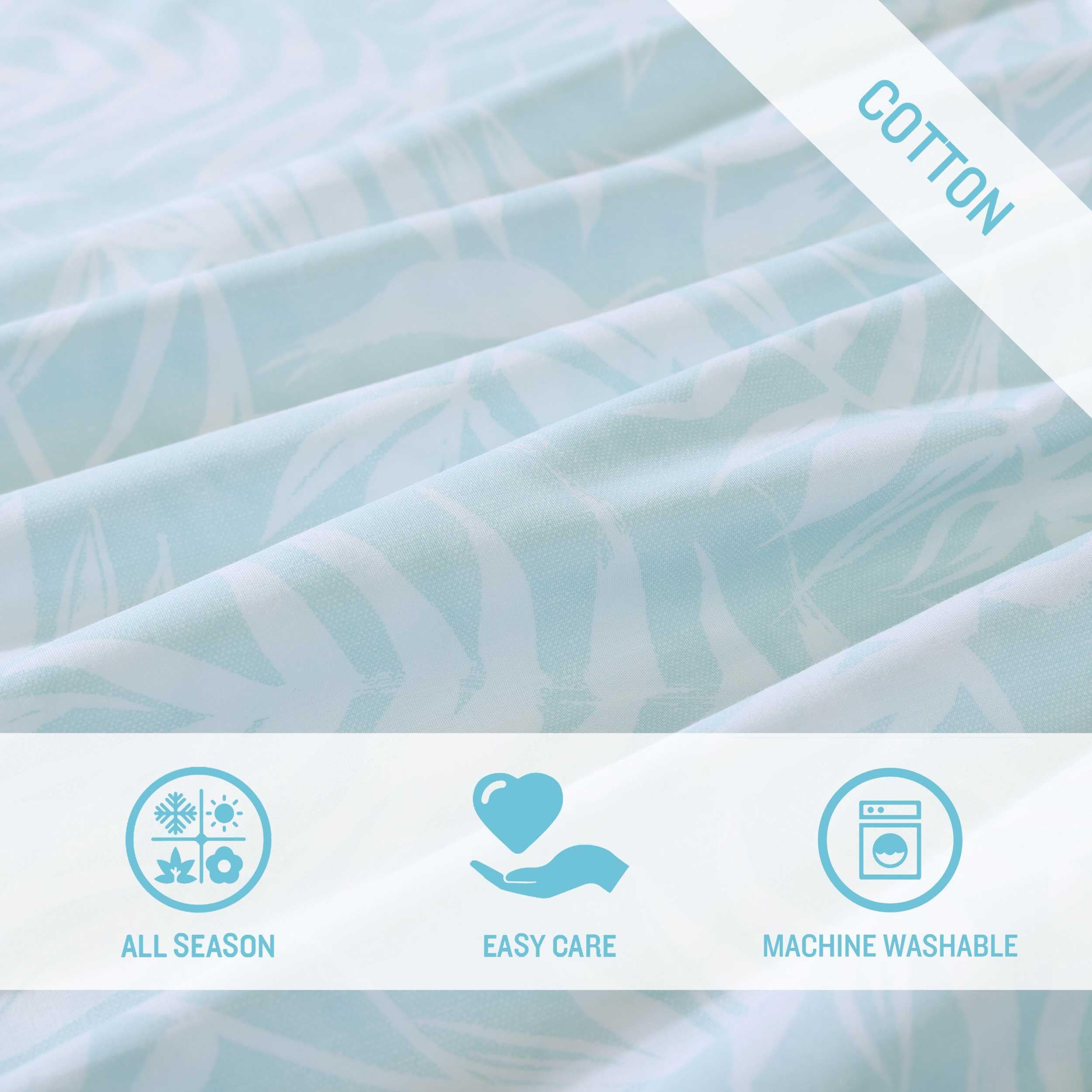 King Comforter Set - Art of Palms Blue with Matching Shams