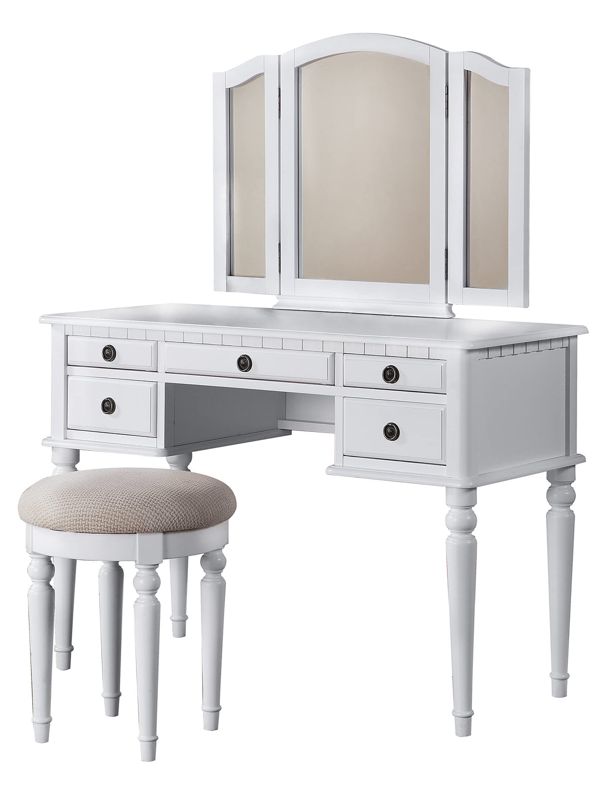 Croix Collection Vanity Set with Stool, F4074, White