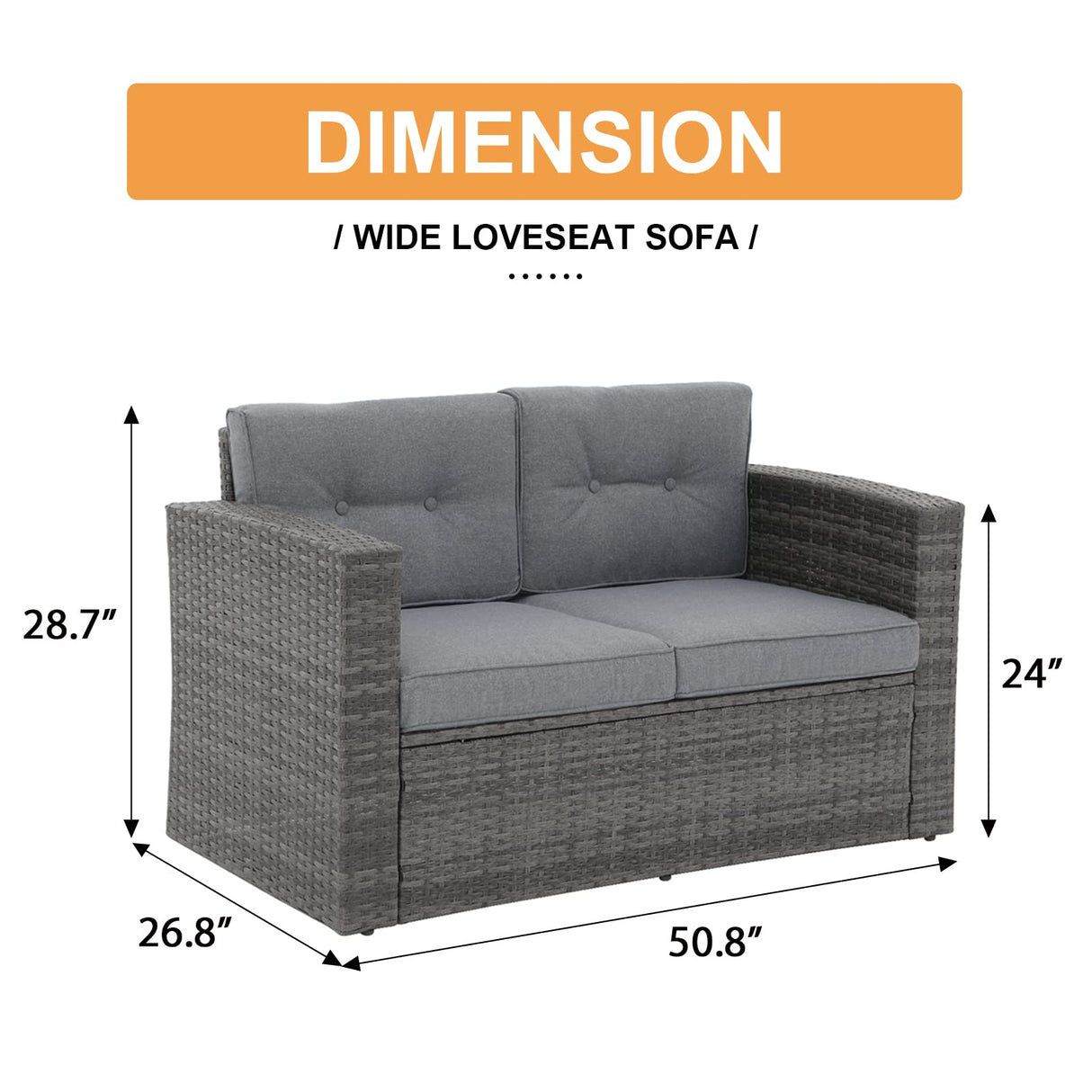 Outdoor Wicker Loveseat Sofa, Patio Furniture Rattan 2-seat Couch