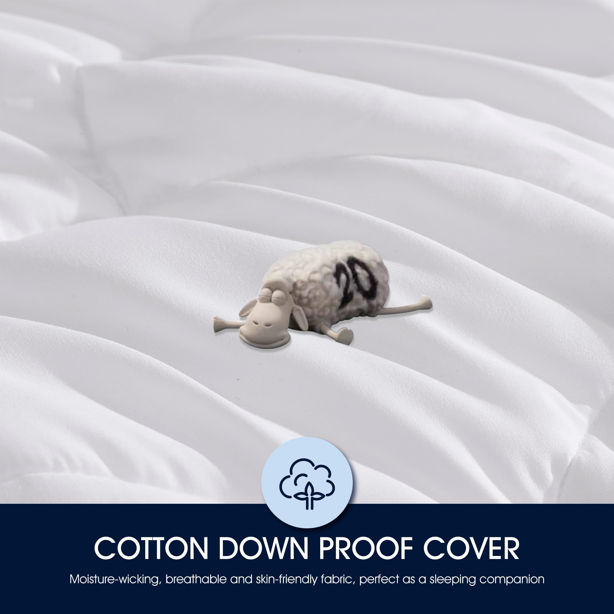 Feather and Down Fiber Pillow Top Mattress Topper Twin Size - 233 Thread Count 100% Cotton