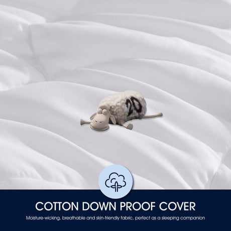 Feather and Down Fiber Pillow Top Mattress Topper Twin Size - 233 Thread Count 100% Cotton